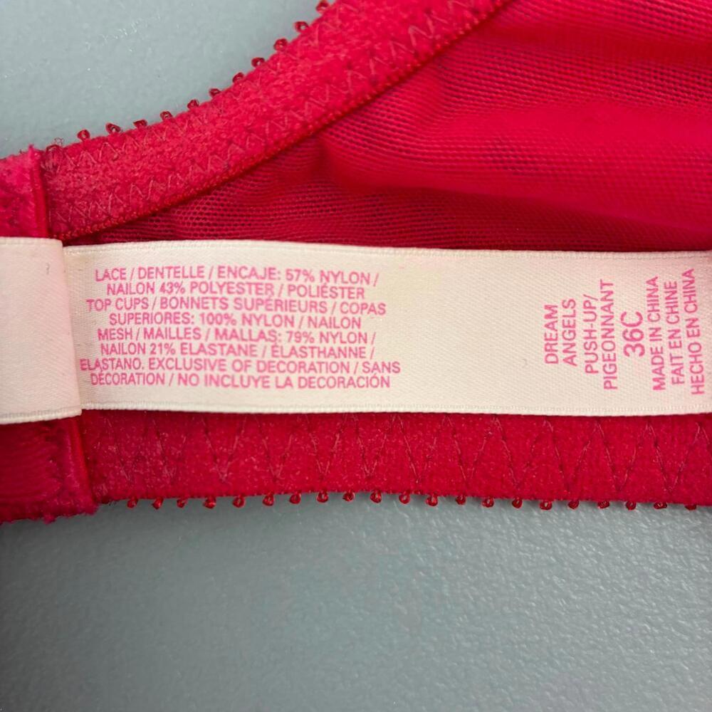 Victoria's Secret Dream Angels Red Lace Push Up Bra 36C - Picture 4 of 8
